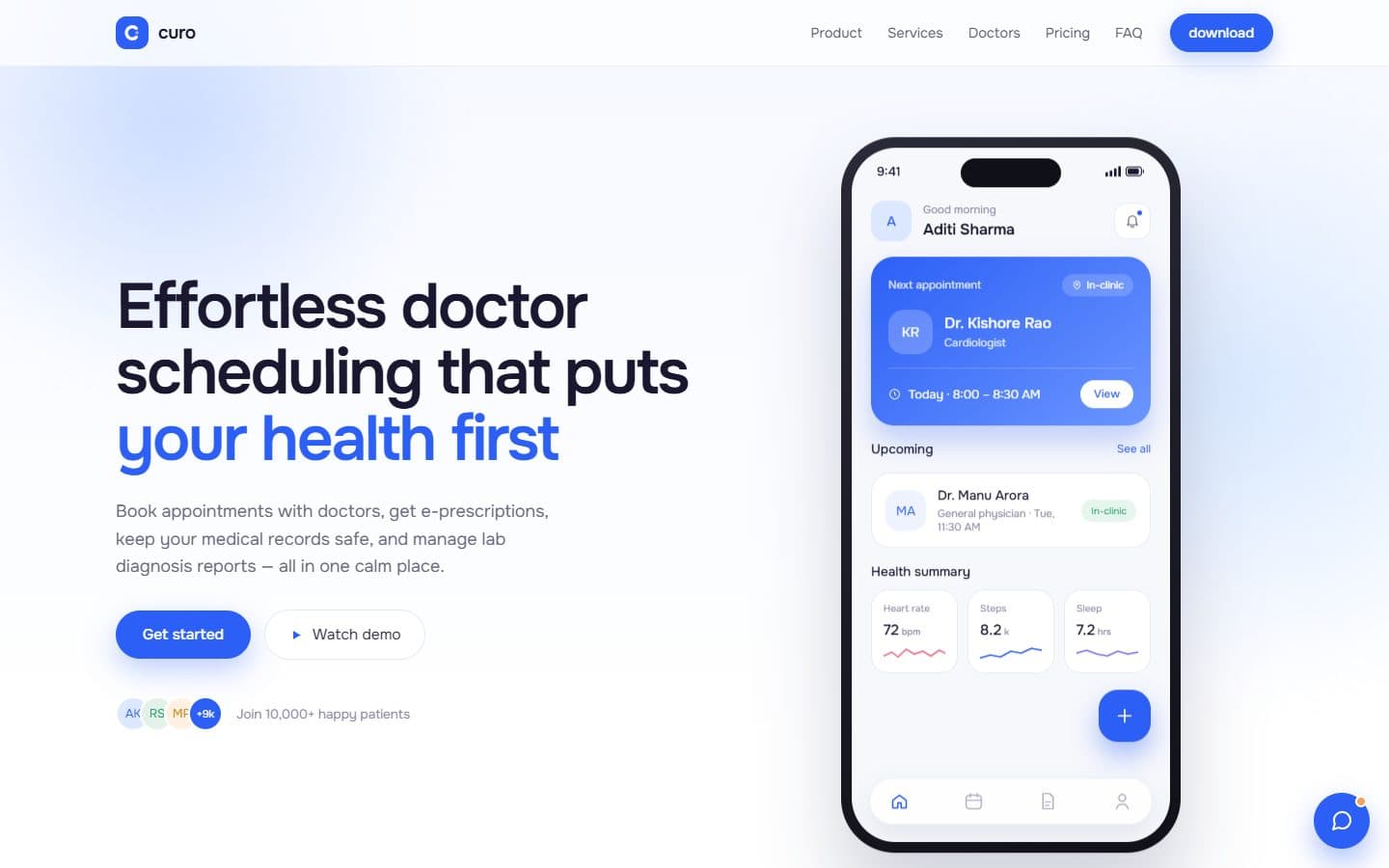 Curo — Healthcare App · Android & iOS